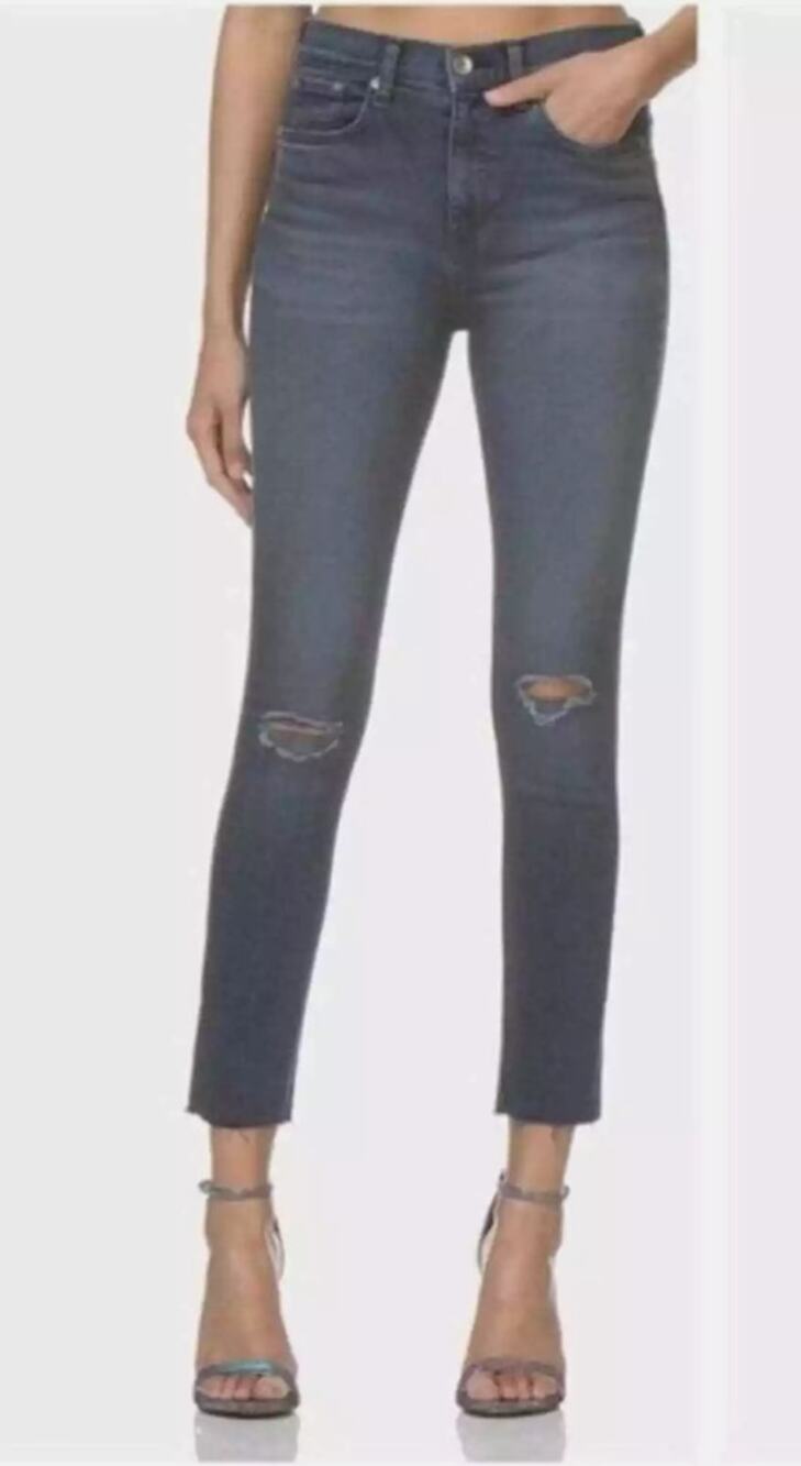 Rag & Bone High-Rise Ankle Skinny Distressed Jeans